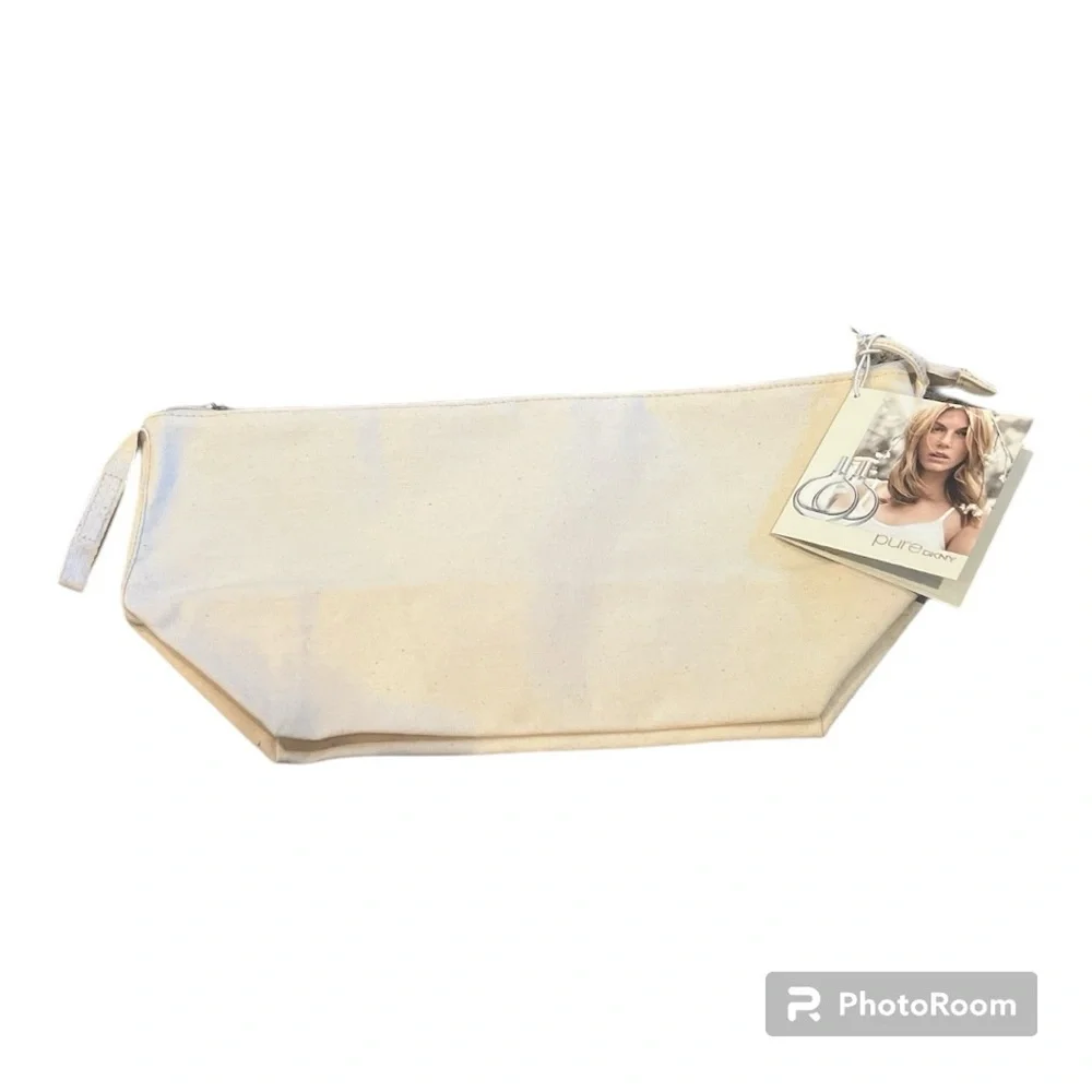 DKNY Pure Perfume Canvas Zip Top Cosmetic Bag NWT
